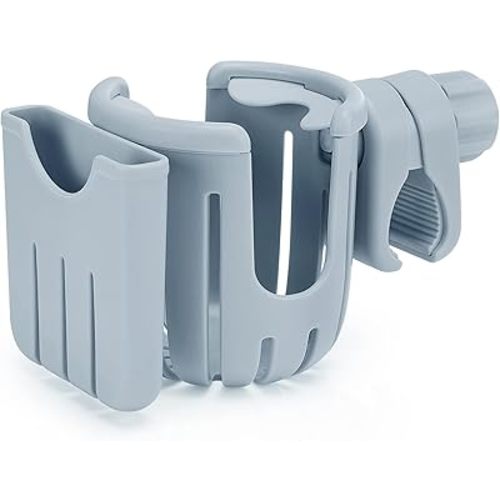 Accmor Stroller Cup Holder with Phone Holder, Bike Cup Holder, 2-in-1 Universal Cup Phone Drinks Holder for Stroller Walker Wheelchair, Grey