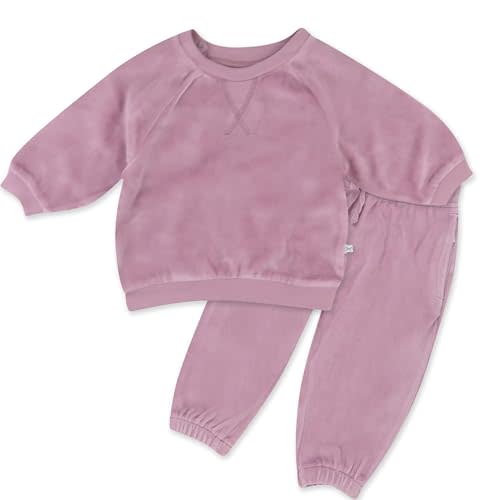 HONESTBABY Velour Pullover Hoodie and Zip Front Sweatshirt and Jogger Sweatpants Set