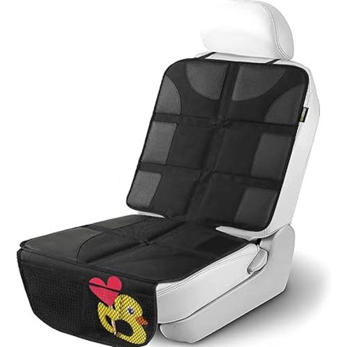 Baby Car Seat Protector for Child Car Seat - Water Resistant Mesh Pockets Carseat Seat Protector for Under Car Seat - Car Seat Protector for Leather Seats - Seat Cover Pad for Dogs