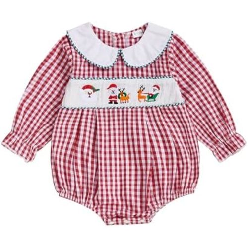 Baby Girl Sister Matching Outfit Santa Plaid Bubble Romper Toddler Christmas Dress Cute Christmas Clothes