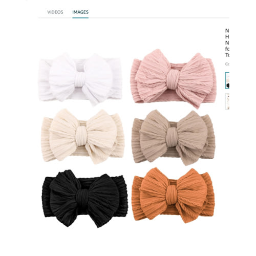 Niceye Handmade Baby Headbands Soft Stretchy Nylon Hair Bands with Bows for Newborn Infant Baby Toddler Girls- Pack of 6