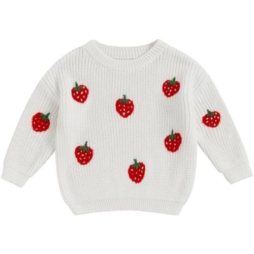 Toddler Baby Girl Knit Sweaters Oversized Long Sleeve Embroidery Shirt Top Newborn Infant Cute Fall Winter Clothes