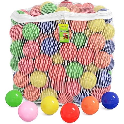 Click N' Play Plastic Balls for Ball Pit, Phthalate & BPA Free, Crush Proof Play Balls for Ball Pit, Pit Balls in Assorted Colors in Reusable and Durable Storage Mesh Bag with Zipper | 200, 1000 count