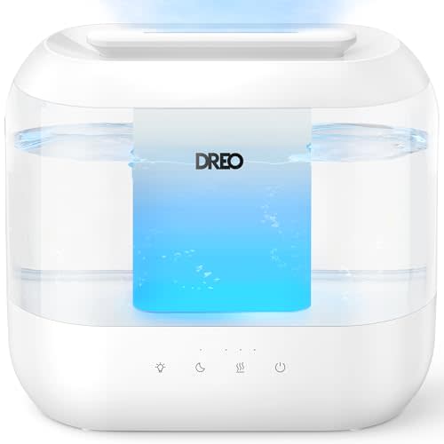 Dreo Humidifiers for Bedroom, Top Fill 4L Supersized Cool Mist Humidifier, 36H Runtime, 28 dB Quiet Ultrasonic Air Humidifier for Large Room, Plants, Baby Nursery, Indoor, Night Light, Easy to Clean