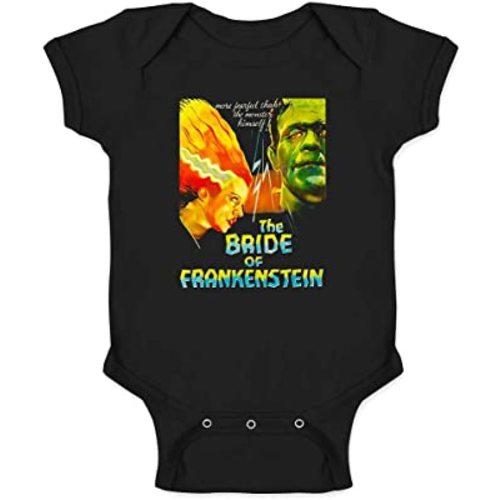 Pop Threads Bride of Frankenstein Classic Horror Movie Goth Infant Baby Boy Girl Bodysuit Black 6M