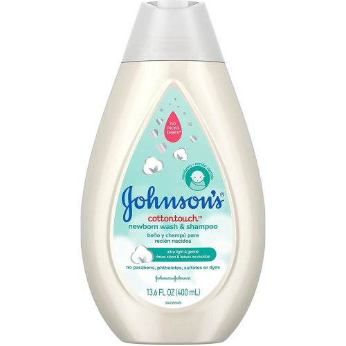 Johnson's Baby CottonTouch Newborn Body Wash & Shampoo, Gentle & Tear-Free, Made with Real Cotton, Gently Washes Away Dirt & Germs, Sulfate- & Paraben-Free for Sensitive Skin, 13.6 Fl Oz
