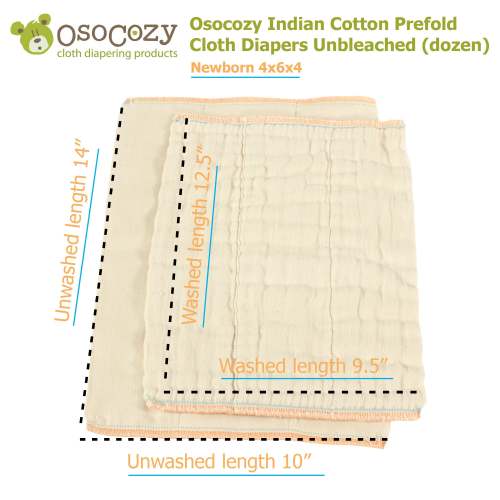 Prefold Cloth Diaper - Newborn (6-10 lbs)