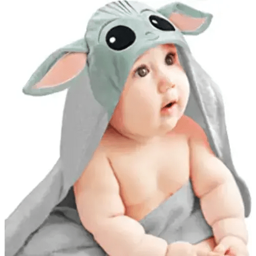Lambs & Ivy Star Wars The Child/Baby Yoda/Grogu Gray Hooded Baby Bath Towel