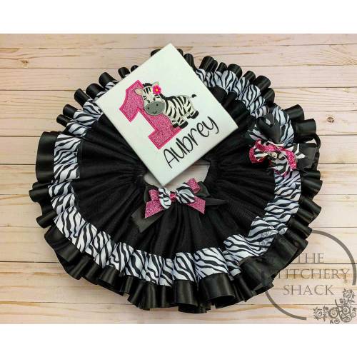 First Birthday Tutu Set | First Birthday Shirt | Zebra Party | First Birthday Shirt | Hair Bow Zebra | Animal Theme | Zebra Birthday Shirt