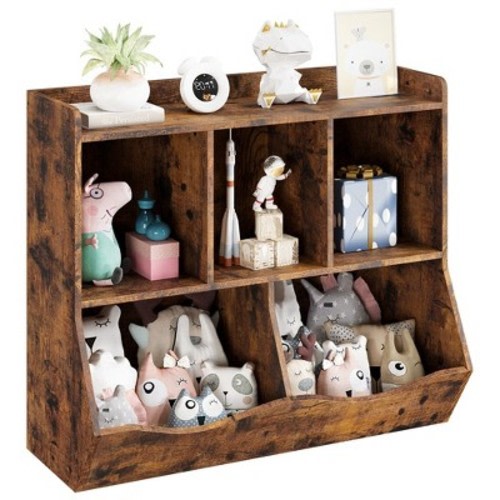 Whizmax Kids Bookshelf and Bookcase Toy Storage Multi Shelf with Cubby Organizer Cabinet for Boys Girls,Playroom, Color: Brown