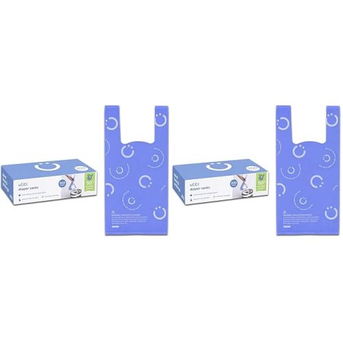 Ubbi Disposable Diaper Sacks, Lavender Scented, Easy-To-Tie Tabs, Diaper Disposal or Pet Waste Bags, 200 Count | Easy-To-Tie Tabs, Made from 50% Recycled Material, Disposable On-The-Go Bags, Diaper Bag and Travel Essential