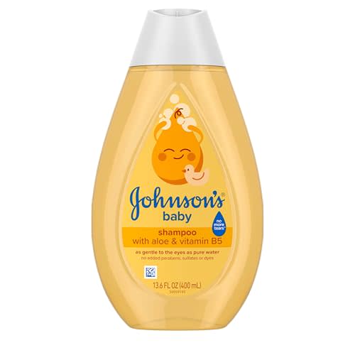 Johnson's Baby Shampoo with Aloe Vera & Vitamin B5, Tear Free, Newborn Essentials, No added Parabens & Sulfates, Hypoallergenic, 13.6 fl. oz