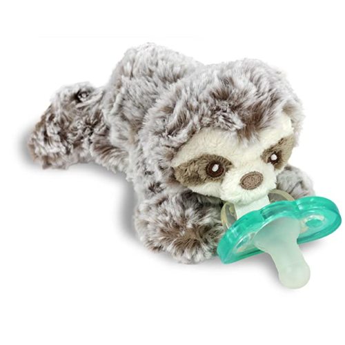 RaZbaby RaZbuddy JollyPop Pacifier Holder w/Removable Baby Pacifier - 0m+ - BPA Free - Sloth