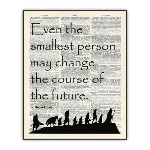 LOTR Art, J.R.R. Tolkien Quote Poster, Dictionary Art Print, Inspirational Quote, LOTR Galadriel Quote "Even The Smallest Person..." Office Home Wall Decor, UNFRAMED Print