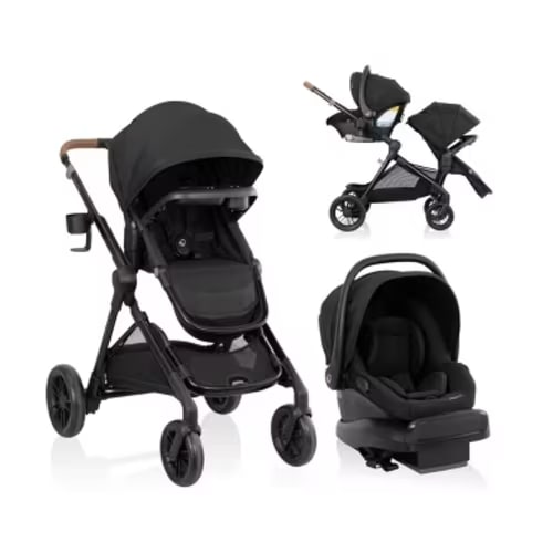 Evenflo Pivot Xpand Travel System with LiteMax NXT Infant Car Double Seater - Coal Black