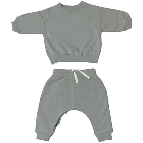 GUNAMUNA Unisex Baby Fleece Sweatsuit, Easy Diaper Changes, Toddler Baby Joggers, Adjustable Waist