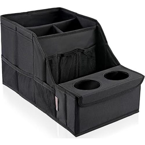 Car Seat Organizer, Backseat Car Organizer with 2 Cup Holder, 4 Compartments, 8 Mesh Pockets and 2 Side Pockets for iPad Storage, Passenger Seat Organizer for Front Back Seat for Travel Kids