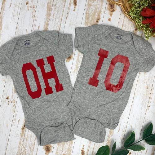 OHIO Twin Buckeye Bodysuits