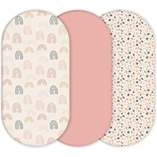 Premium Fitted Baby Bassinet Sheets, Changing Pad Cover and Stroller Sheets, Compatible with 4moms Mamaroo, Chicco Lullago, Graco, Halo and Uppababy, 100% Ultrasoft Cotton, 32x16” - Rosetta