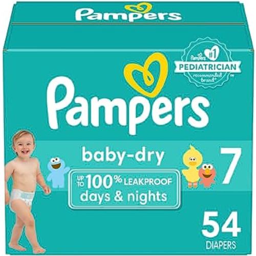 Pampers Baby Dry Diapers - Size 7, 54 Count, Absorbent Disposable Diapers