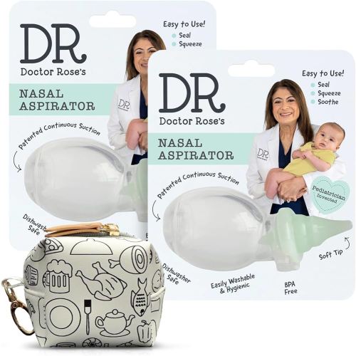 Dr. Rose's Nasal Aspirator for Baby | Pediatrician Patented Dual-Suction Nose Cleaner for Baby (Pack of 2 with Bag, 2, Count)