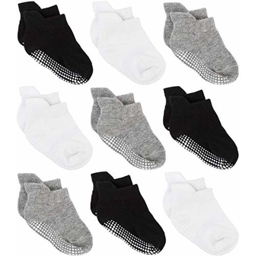 Zaples Baby Non Slip Grip Ankle Socks with Non Skid Soles for Infants Toddlers Kids Boys Girls