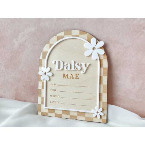 Hospital Announcement Sign Daisy Baby Announcement Birth Stat Sign Daisy Name Announcement Sign for Hospital for Girl Floral Baby Name Sign