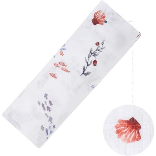 Malabar Baby Swaddle Blanket, Luxurious Cotton Muslin Blankets for Girls Boys, Baby Receiving Swaddles for Newborns Infants, Under The Sea