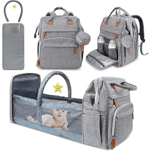 DERSTUEWE Diaper Bag Backpack,Baby Diaper Bags, Baby Shower Gifts, Multifunctional diaper backpack Large Capacity, (Heather Grey)