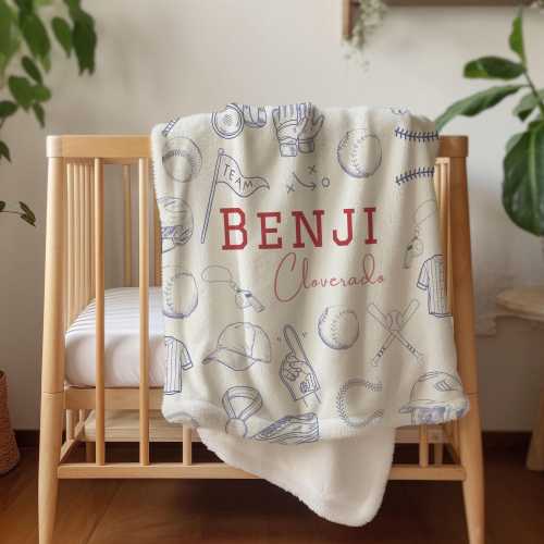Vintage Baseball Nursery Crib Blanket Personalized Baby Retro Sport Blanket Boy Baseball Blanket Personalized Gift Sports Nursery Decor