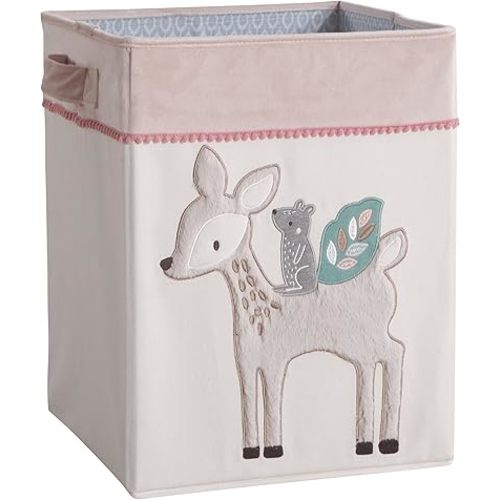 Levtex Baby - Everly Hamper - Deer, Bunny, Squirrel, Hedgehog - Tan, Pink, Cream, Grey - Nursery Accessories