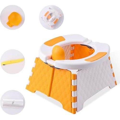 Portable Potty for Toddler Travel, Kids Travel Potty Training Chair with Travel Bag, Baby Potty Training Toilet for Outdoor and Indoor Easy to Clean(Orange) by Yszawmx, Includes 30 Replacement Bags