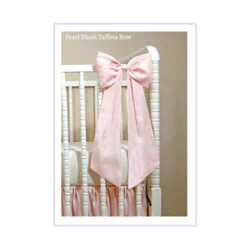 Pearl Blush Pink Large Taffeta or Satin Crib Bows with long sashes!