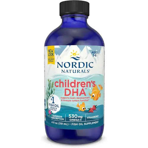 Nordic Naturals Children’s DHA, Strawberry - 4 oz for Kids- 530 mg Omega-3 with EPA & DHA - Brain Development & Function - Non-GMO - 48 Servings