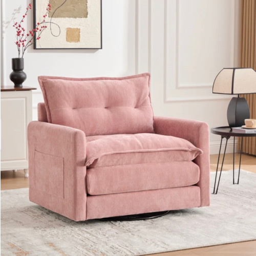 36.22" Chenille Upholstered Single Swivel Chair