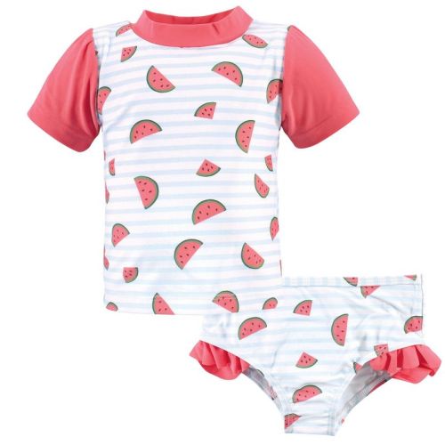 Hudson Baby Infant And Toddler Girl Swim Rashguard Set, Watermelon, 9-12 Months
