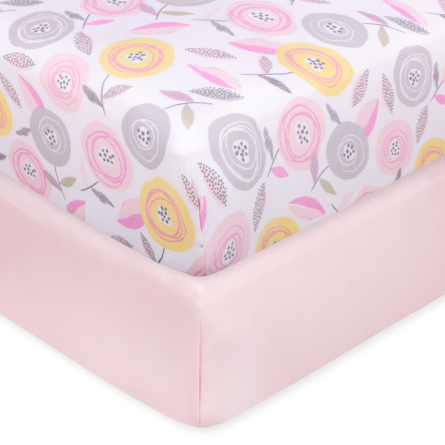 Little Star Organic 100% Pure Organic Cotton Fitted Jersey Knit Crib Sheets, 2 Pk, Pretty Poppy