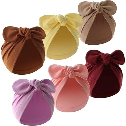 QandSweet Baby Girl Hat Infant Cotton Hats Knotted Rabbit Ear 0-12 Months