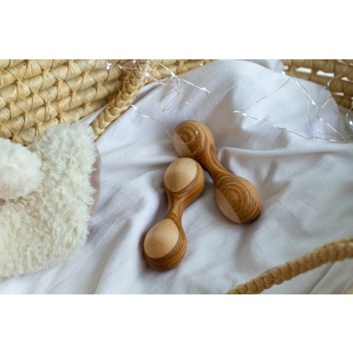 Baby rattle Montessori Rattle, Wooden Maracas for Toddlers, Handmade Baby Sensory Toy Instrument, Natural & Modern Music Toy