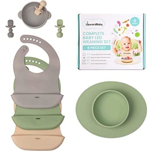 Baby Pastels - Baby Feeding Set - Baby Led Weaning Supplies - Silicone  Suction Utensils/Cutlery/Dishes/Dinnerware for 6-36 Months - Bowl, Plate,  Spoon