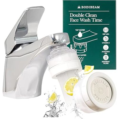 Tap Water Filter for Sink Faucet - Filtration with Vitamin C Gel, Removes Chlorine & Impurities, Kitchen Faucet Purifier, Easy to Install, Premium for Sensitive Skin, Made in Korea - Pure White