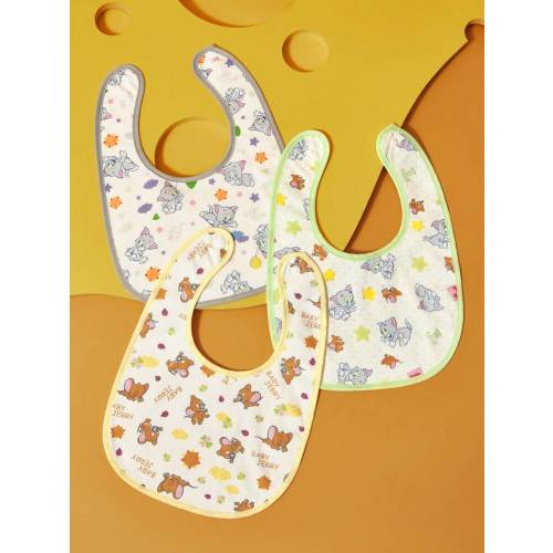 TOM & JERRY X SHEIN 3pcs/Pack Cute Cartoon Print 100% Cotton Baby Bibs, Suitable For Drooling Infants | SHEIN USA