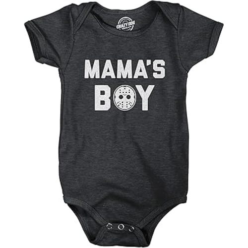 Mama's Boy Baby Bodysuit Funny Halloween Horror Movie Hockey Mask Graphic Jumper