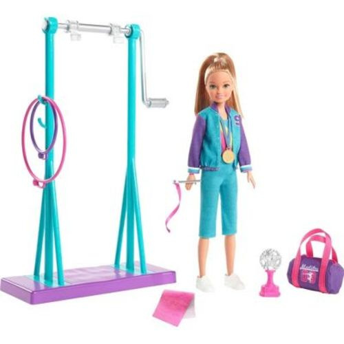 Barbie Team Stacie Doll And Gymnastics Playset With Spinning Bar And 7 Themed Accessories