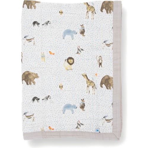 little unicorn Cotton Muslin Baby Quilt, Party Animals