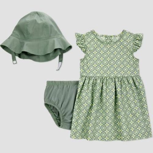 Carter's Just One You®️ Baby Girls' Geo Dress With Hat Set - Green 6m