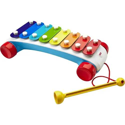 Fisher-Price Toddler Pull Toy, Classic Xylophone Pretend Musical Instrument with Mallet and Rolling Wheels for Ages 18+ Months