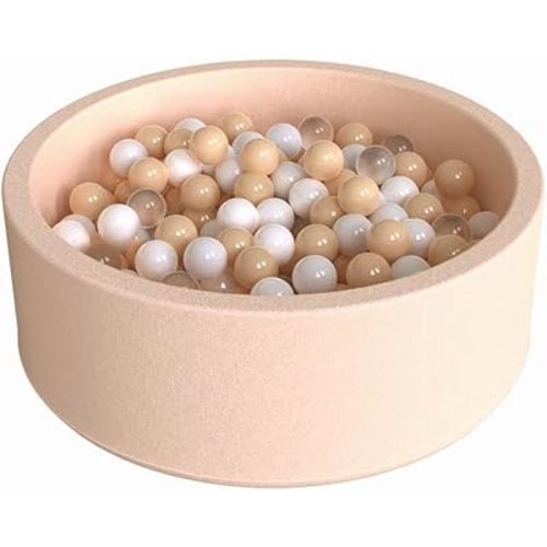 Wonder Space Deluxe Kids Round Ball Pit, Premium Handmade Kiddie Balls Pool, Soft Indoor Nursery Baby Playpen, Ideal Gift Play Toy for Children Toddler Infant Boys & Girls (Champagne)
