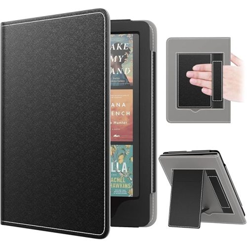 MoKo Case for 7"/6.8" Kindle Paperwhite(12th/11th Gen-2024/2021) and Kindle Paperwhite Signature Edition,Slim PU Shell Cover Case with Auto-Wake/Sleep for Kindle Paperwhite 2024, Black