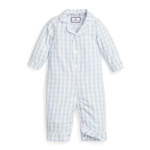 Baby's Twill Romper in Light Blue Gingham